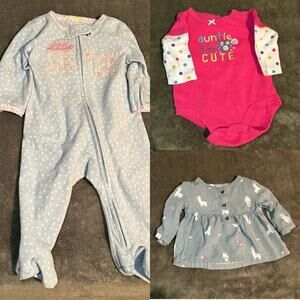 BUNDLE Carters sz 3 month 3 pieces Llamas Aunties and little sisters
